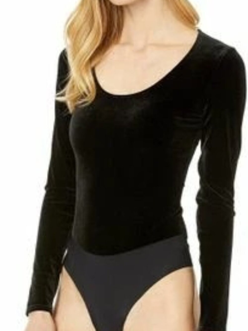 COMMANDO Black Velvet Long Sleeve Body Suit. Size: Small.